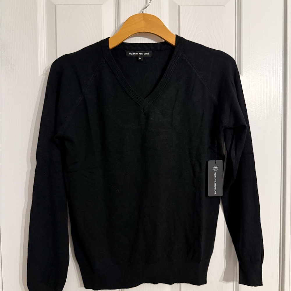 Black V-Neck Sweater Classic Style